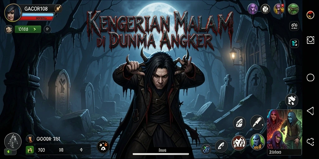 Tampilan gameplay menegangkan GACOR108 dengan efek visual yang mengerikan.