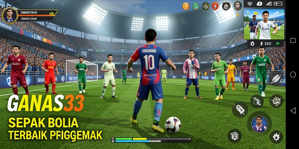 Screenshoot gameplay <strong>GANAS33</strong> yang menampilkan aksi pertandingan sepak bola.