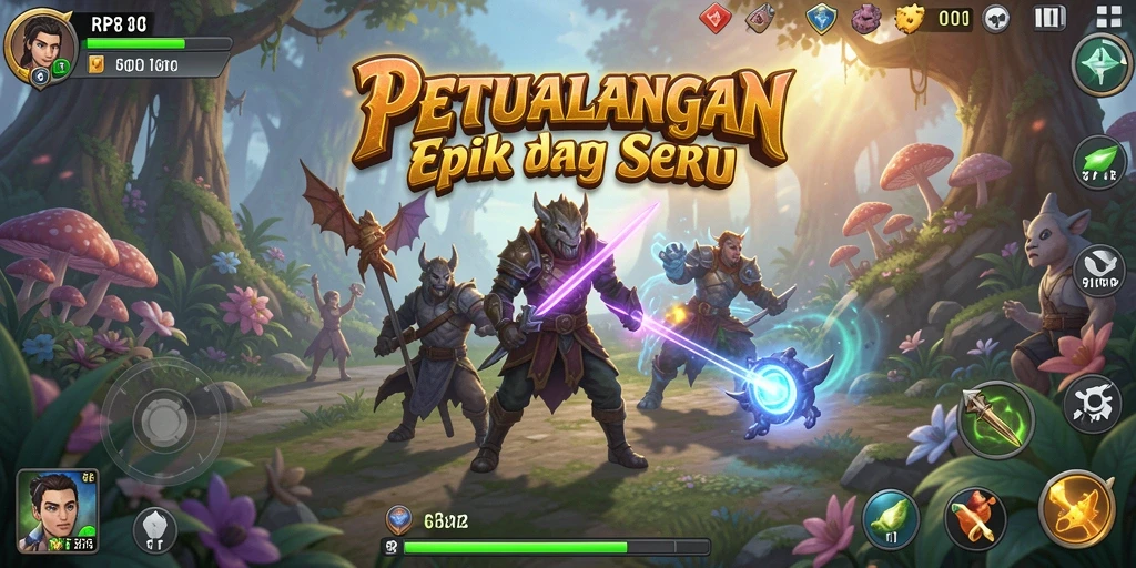 Tangkapan layar utama dari gameplay RP8 yang menampilkan suasana petualangan yang mendebarkan.