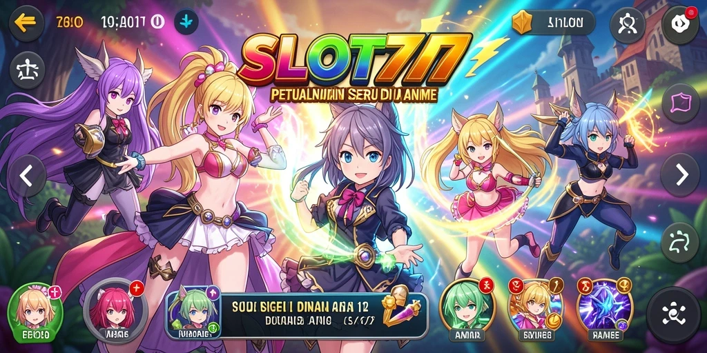 Screenshot SLOT777 menunjukkan karakter anime yang beraksi di slot.