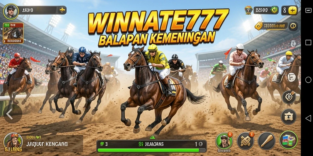 Tampilan gameplay seru di WINRATE777 dengan mobil balap kencang.
